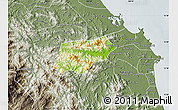 Physical Map of Tra Bong, semi-desaturated