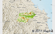 Physical Map of Tra Bong, shaded relief outside