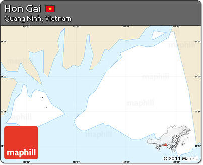 Classic Style Simple Map of Hon Gai, single color outside