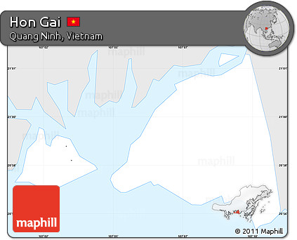 Silver Style Simple Map of Hon Gai, single color outside