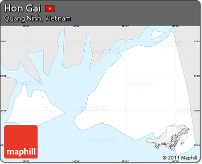 Silver Style Simple Map of Hon Gai, single color outside