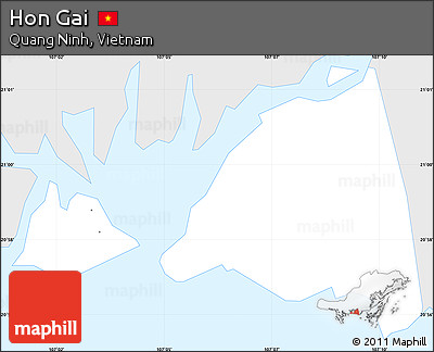 Silver Style Simple Map of Hon Gai, single color outside