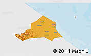 Political 3D Map of Ben Hai, single color outside
