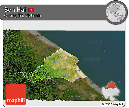 Satellite 3D Map of Ben Hai, darken