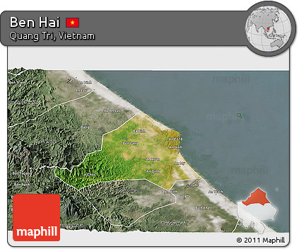 Satellite 3D Map of Ben Hai, semi-desaturated