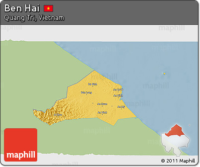 Savanna Style 3D Map of Ben Hai, single color outside