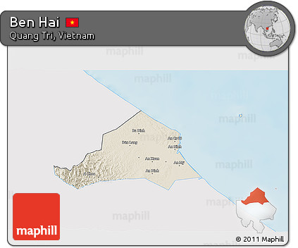 Shaded Relief 3D Map of Ben Hai, single color outside