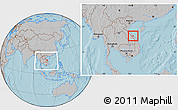 Gray Location Map of Ben Hai, within the entire country, hill shading