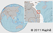Gray Location Map of Ben Hai, highlighted country, hill shading
