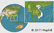 Satellite Location Map of Ben Hai, highlighted country, within the entire country
