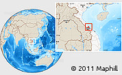 Shaded Relief Location Map of Ben Hai, highlighted country, highlighted parent region