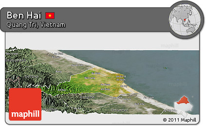 Satellite Panoramic Map of Ben Hai, semi-desaturated