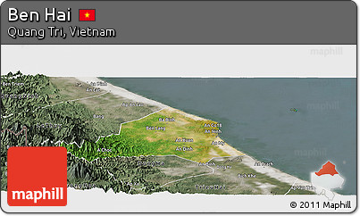 Satellite Panoramic Map of Ben Hai, semi-desaturated