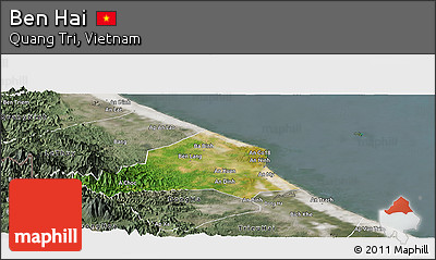 Satellite Panoramic Map of Ben Hai, semi-desaturated