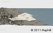 Shaded Relief Panoramic Map of Ben Hai, darken