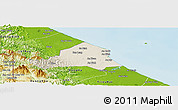 Shaded Relief Panoramic Map of Ben Hai, physical outside