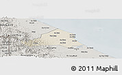Shaded Relief Panoramic Map of Ben Hai, semi-desaturated