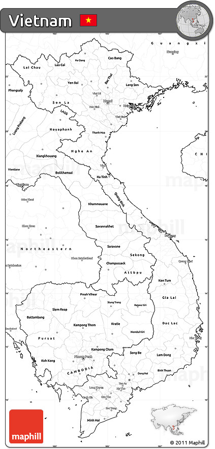 Blank Simple Map of Vietnam