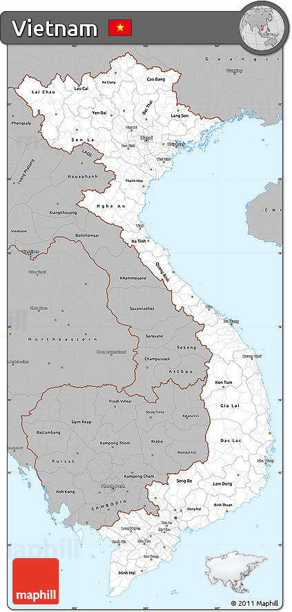 Gray Simple Map of Vietnam