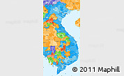 Political Shades Simple Map of Vietnam, political outside