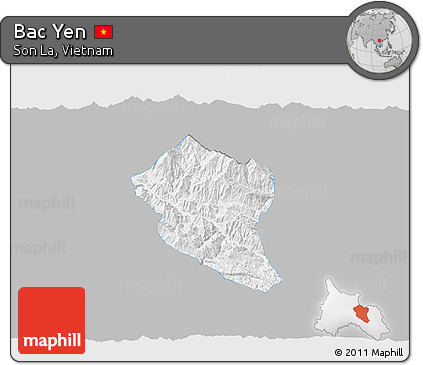 Gray 3D Map of Bac Yen, single color outside