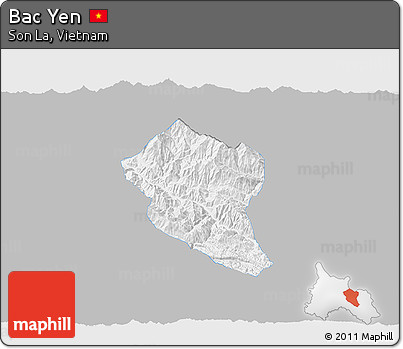 Gray 3D Map of Bac Yen, single color outside