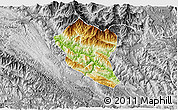 Physical 3D Map of Bac Yen, desaturated
