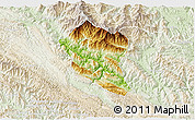 Physical 3D Map of Bac Yen, lighten