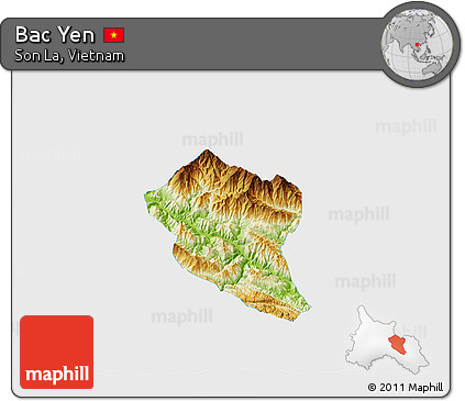 Physical 3D Map of Bac Yen, single color outside