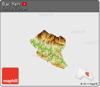 Physical 3D Map of Bac Yen, single color outside