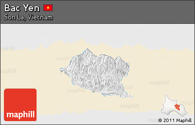 Classic Style Panoramic Map of Bac Yen, single color outside