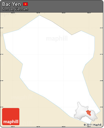 Classic Style Simple Map of Bac Yen, single color outside