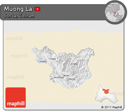 Classic Style 3D Map of Muong La, single color outside