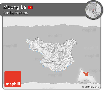 Gray 3D Map of Muong La, single color outside