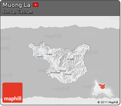 Gray 3D Map of Muong La, single color outside
