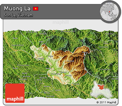 Physical 3D Map of Muong La, satellite outside