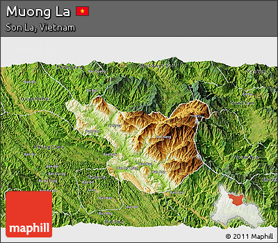 Physical 3D Map of Muong La, satellite outside
