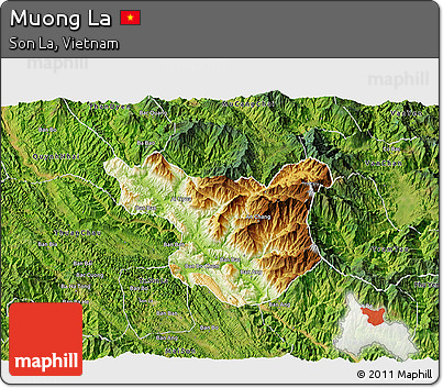 Physical 3D Map of Muong La, satellite outside