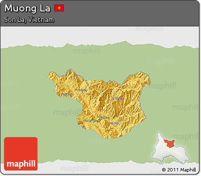 Savanna Style 3D Map of Muong La, single color outside