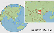 Savanna Style Location Map of Muong La, highlighted parent region