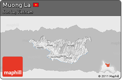 Gray Panoramic Map of Muong La, single color outside