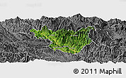 Satellite Panoramic Map of Muong La, desaturated
