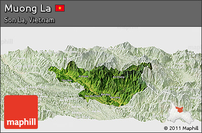 Satellite Panoramic Map of Muong La, lighten