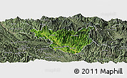 Satellite Panoramic Map of Muong La, semi-desaturated