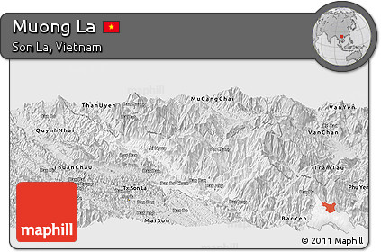 Silver Style Panoramic Map of Muong La