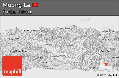 Silver Style Panoramic Map of Muong La