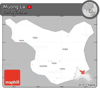 Gray Simple Map of Muong La, single color outside