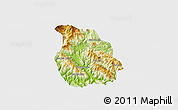 Physical 3D Map of Phu Yen, single color outside