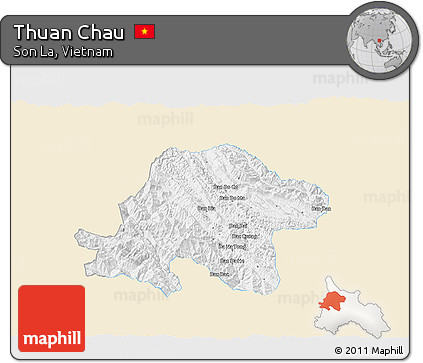 Classic Style 3D Map of Thuan Chau, single color outside