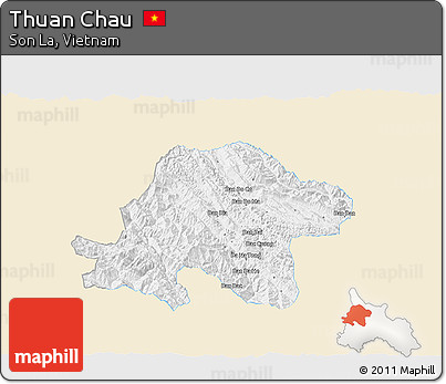 Classic Style 3D Map of Thuan Chau, single color outside